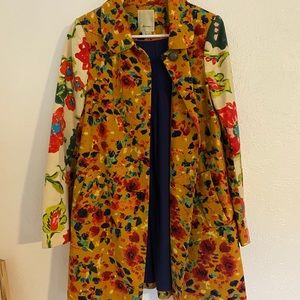 Anthropologie Garden Floral Leopard Lily Coat